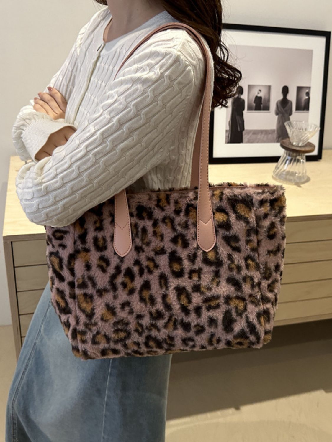 Leopard Fluff Tote Bag