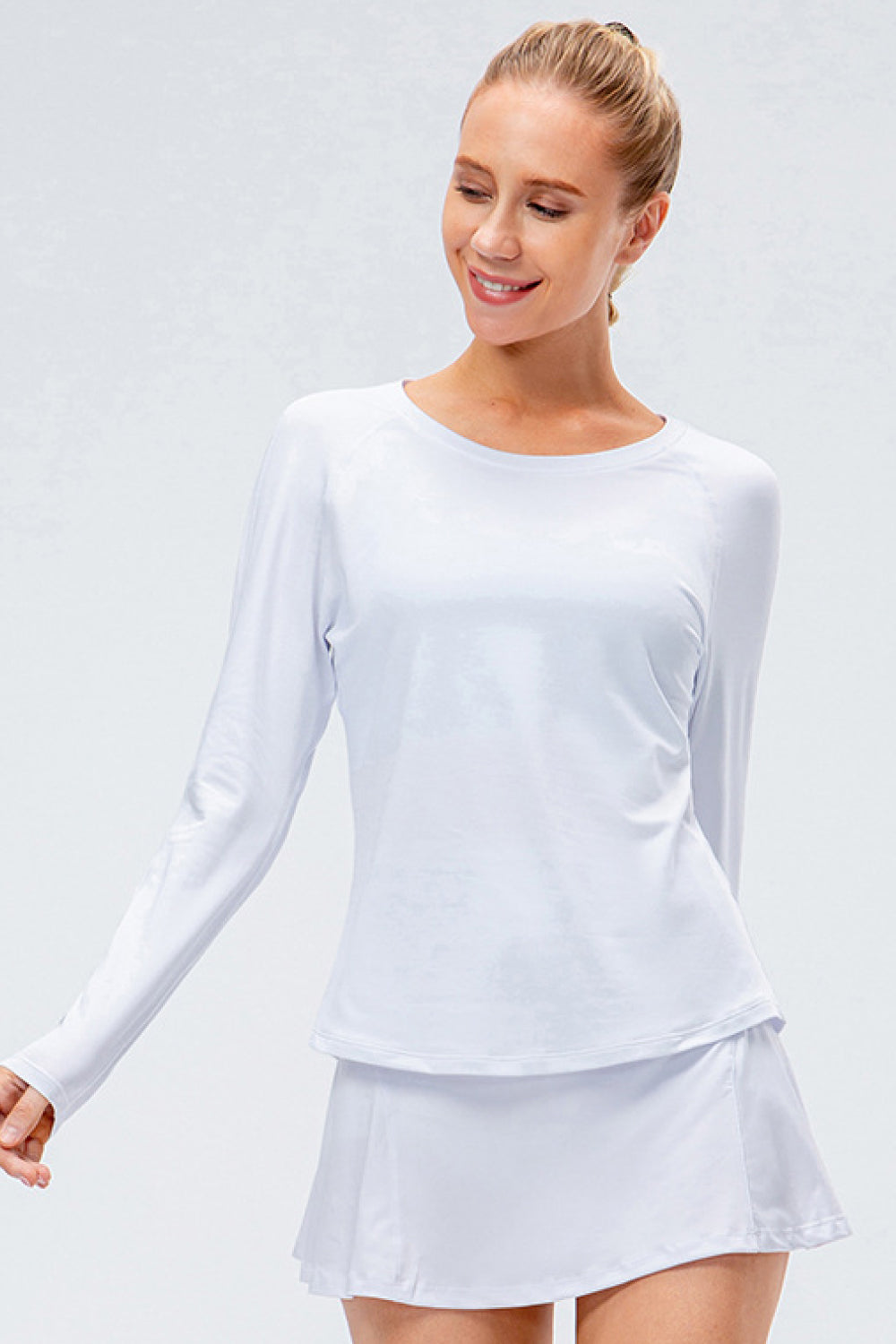 Raglan Sleeve Round Neck Athletic Top - Marie Lashaays 