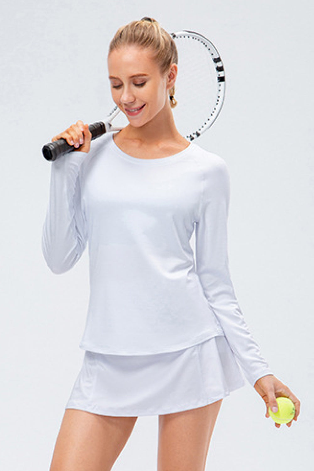 Raglan Sleeve Round Neck Athletic Top - Marie Lashaays 