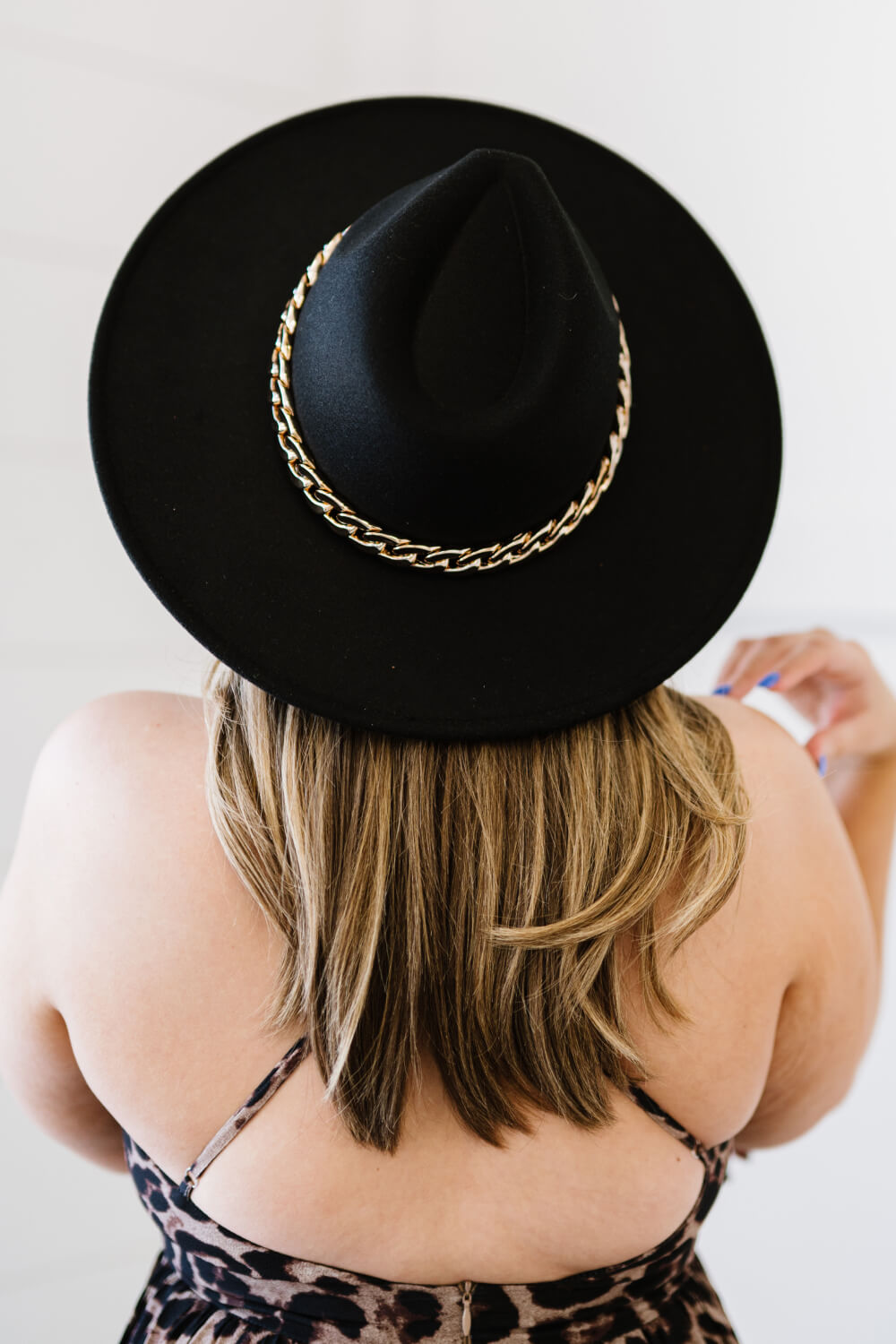 Fame Finishing Touches Gold Chain Flat Brim Fedora - Marie Lashaays 