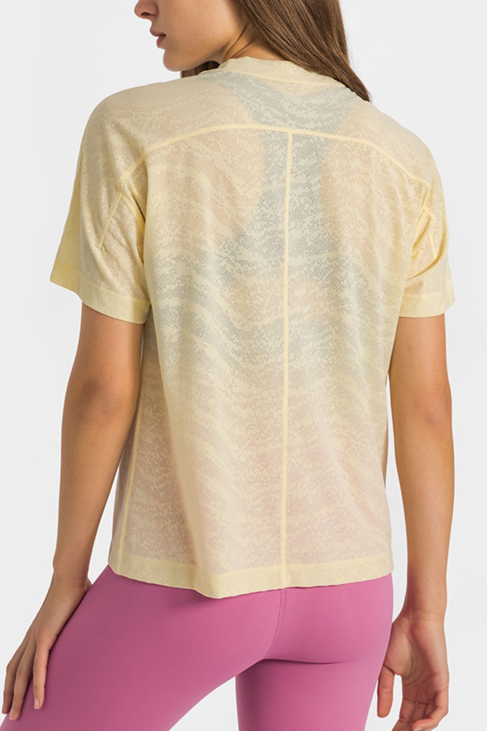 Printed Round Neck Yoga Tee - Marie Lashaays 