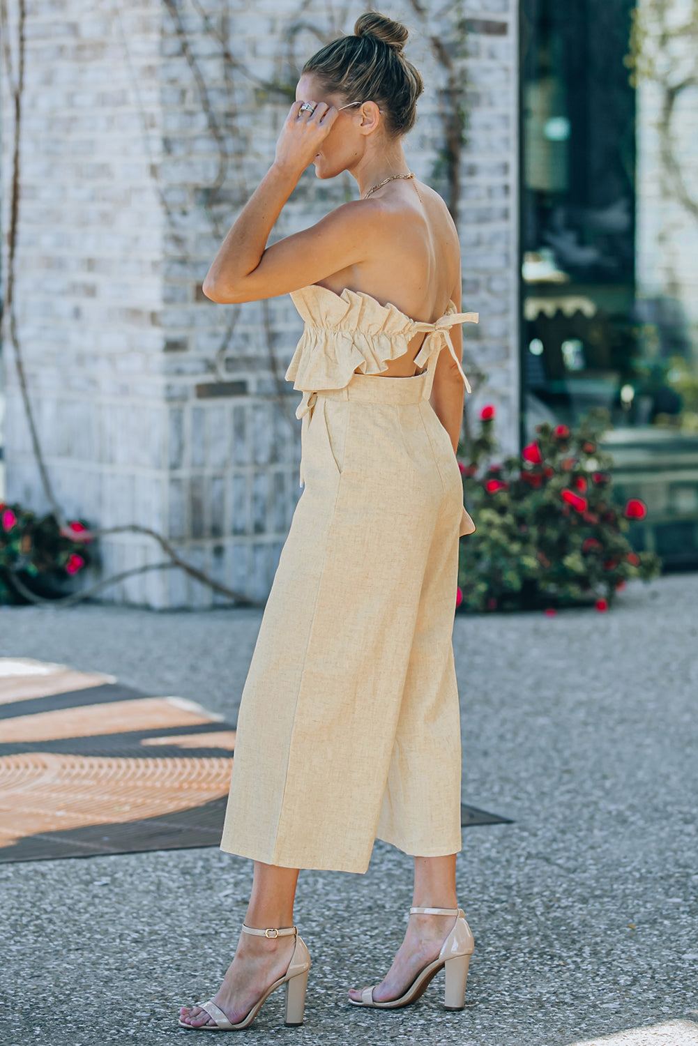 Ruffled Strapless Wide Leg Jumpsuit - Marie Lashaays 