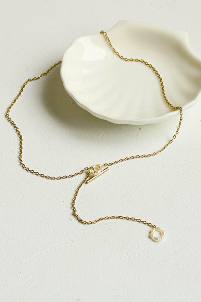 Eternity Silver Chain With Pearl Detailed Necklace - Marie Lashaays 