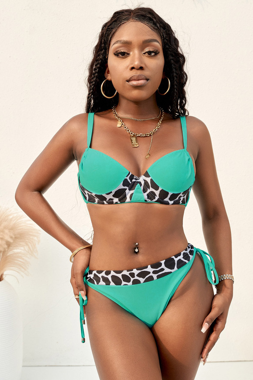 Leopard Trim Bikini Set - Marie Lashaays 