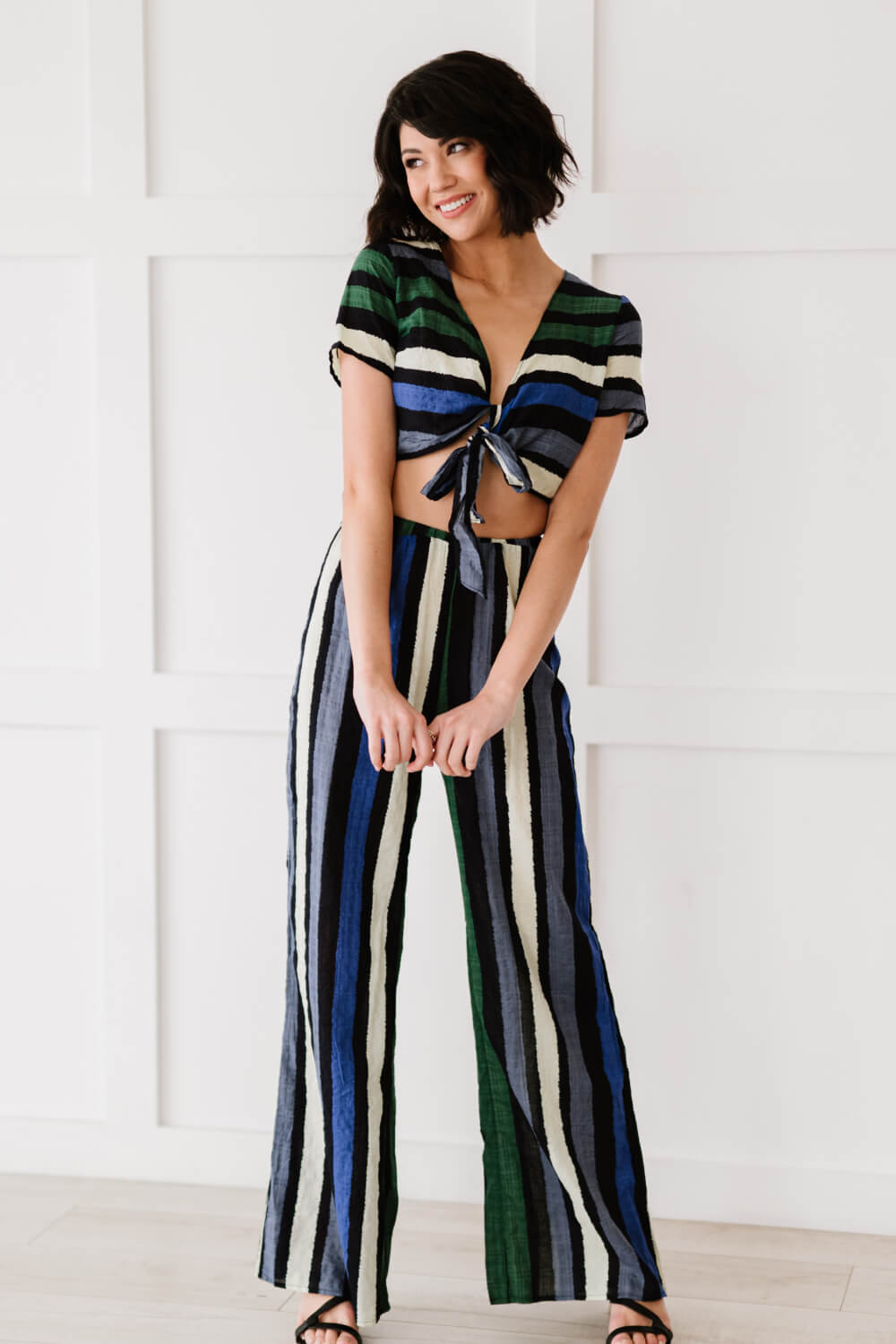 Dress Day So Divine Striped Crop Top and Pants Set - Marie Lashaays 