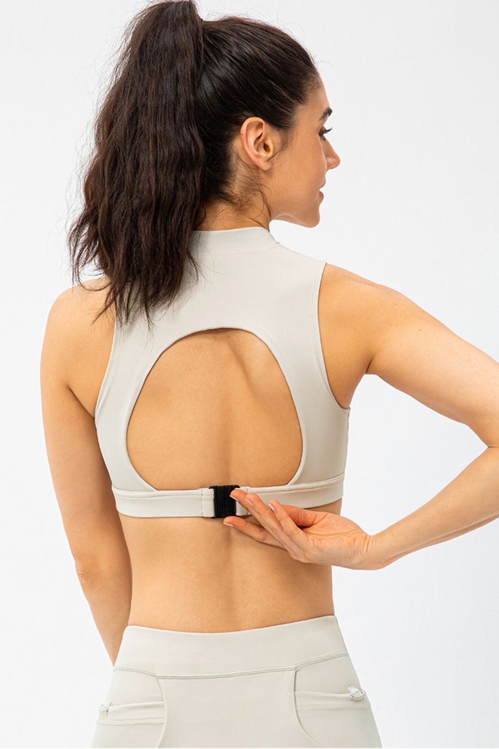 Quarter-Zip Open Back Cropped Yoga Tank - Marie Lashaays 