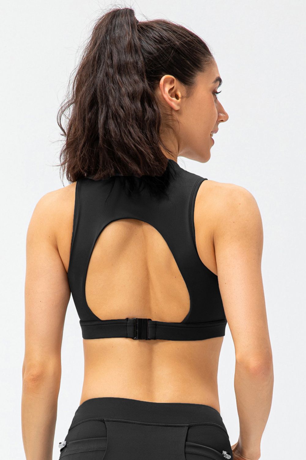 Quarter-Zip Open Back Cropped Yoga Tank - Marie Lashaays 