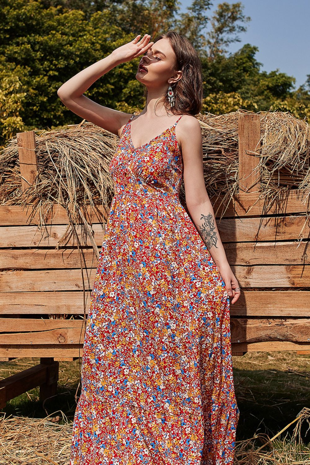 Ditsy Floral Spaghetti Strap Maxi Dress