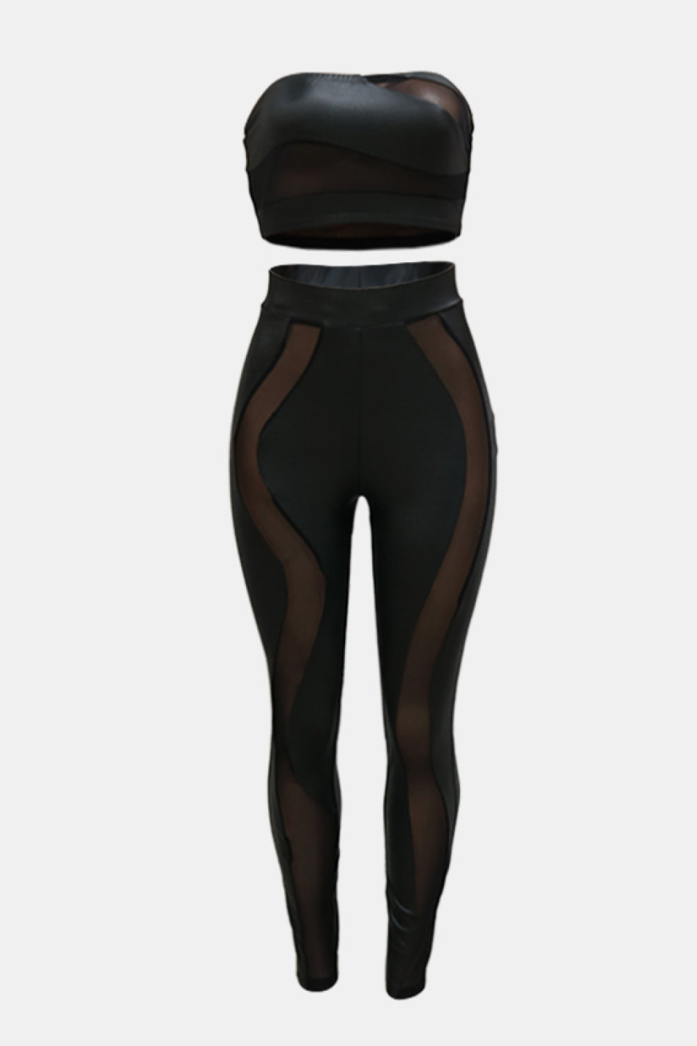 Spliced Mesh Tube Top and Leggings Set - Marie Lashaays 