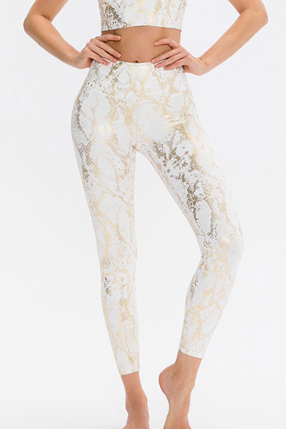 Snakeskin Elastic Waistband Yoga Leggings - Marie Lashaays 