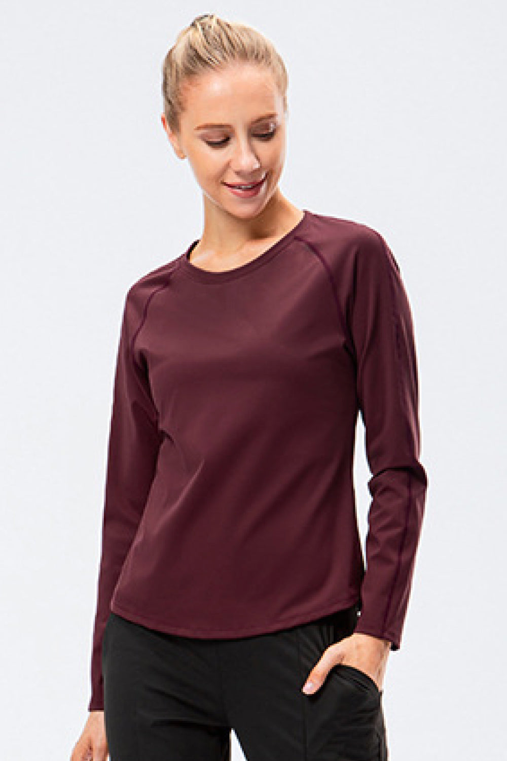 Raglan Sleeve Round Neck Athletic Top - Marie Lashaays 