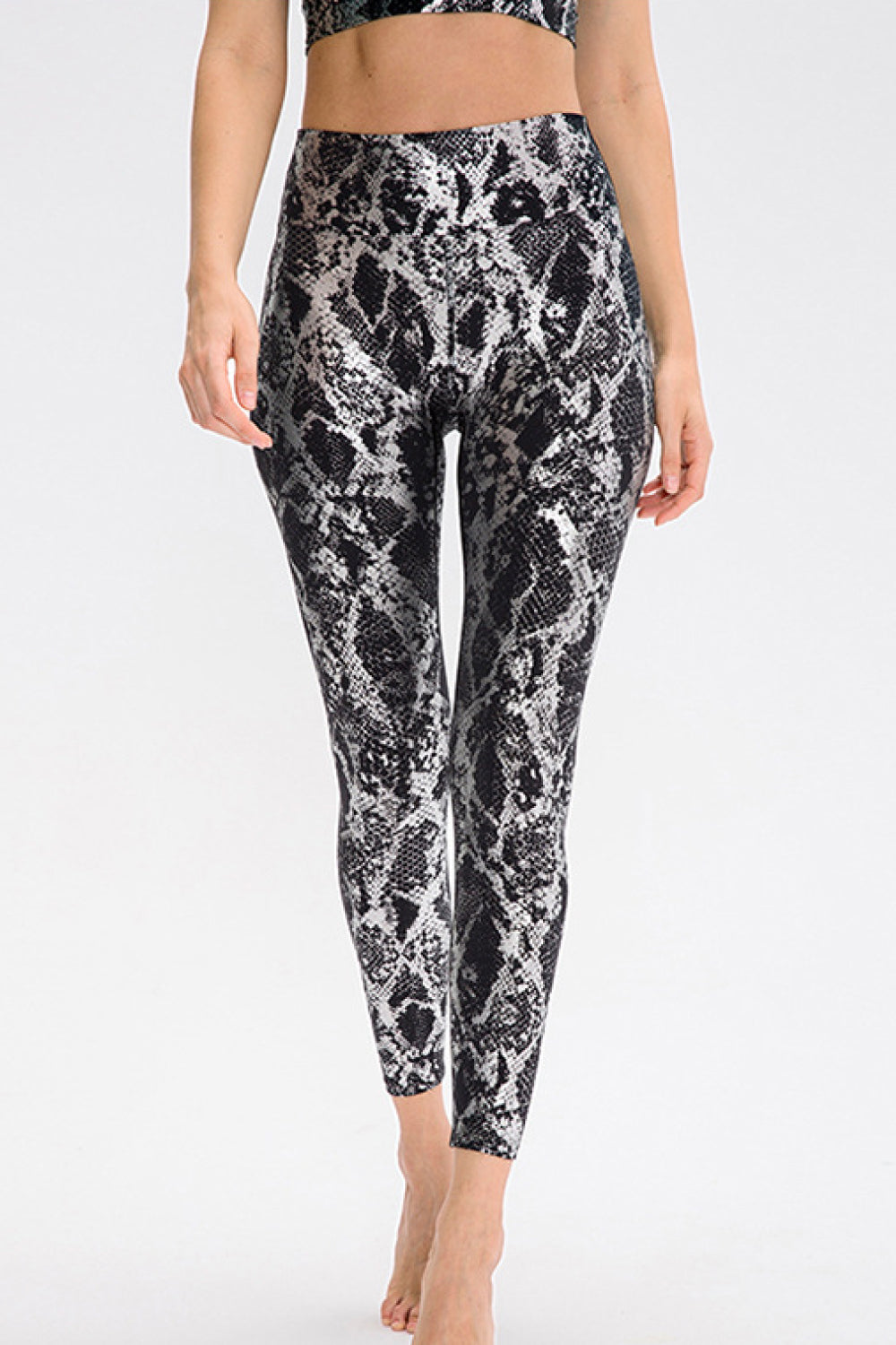 Snakeskin Elastic Waistband Yoga Leggings - Marie Lashaays 