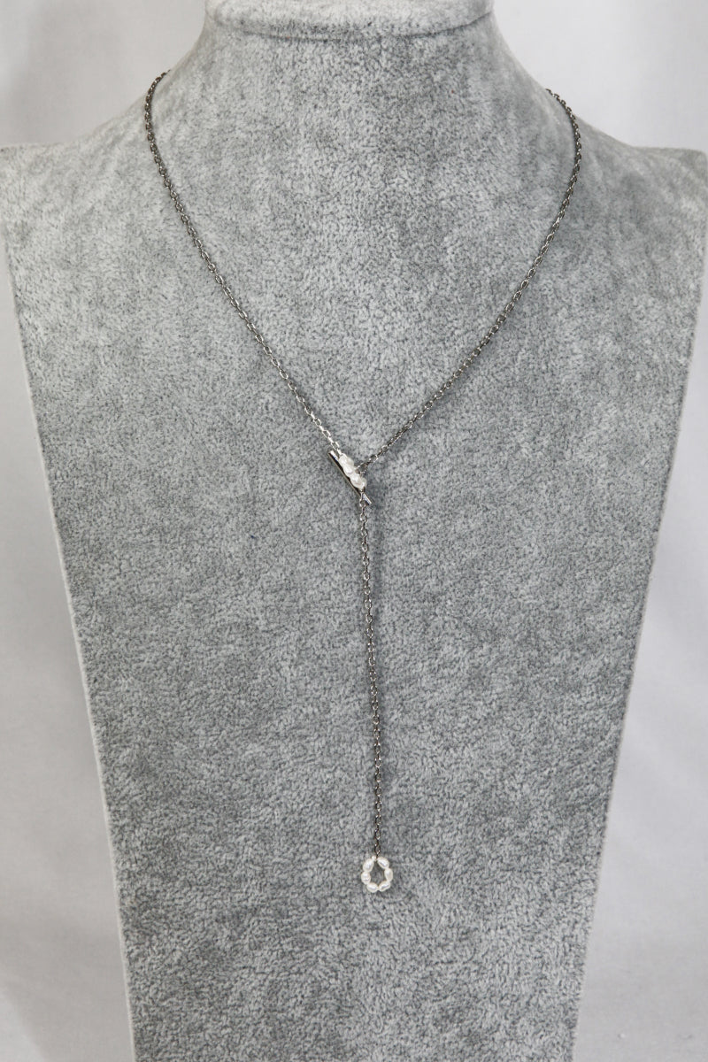 Eternity Silver Chain With Pearl Detailed Necklace - Marie Lashaays 