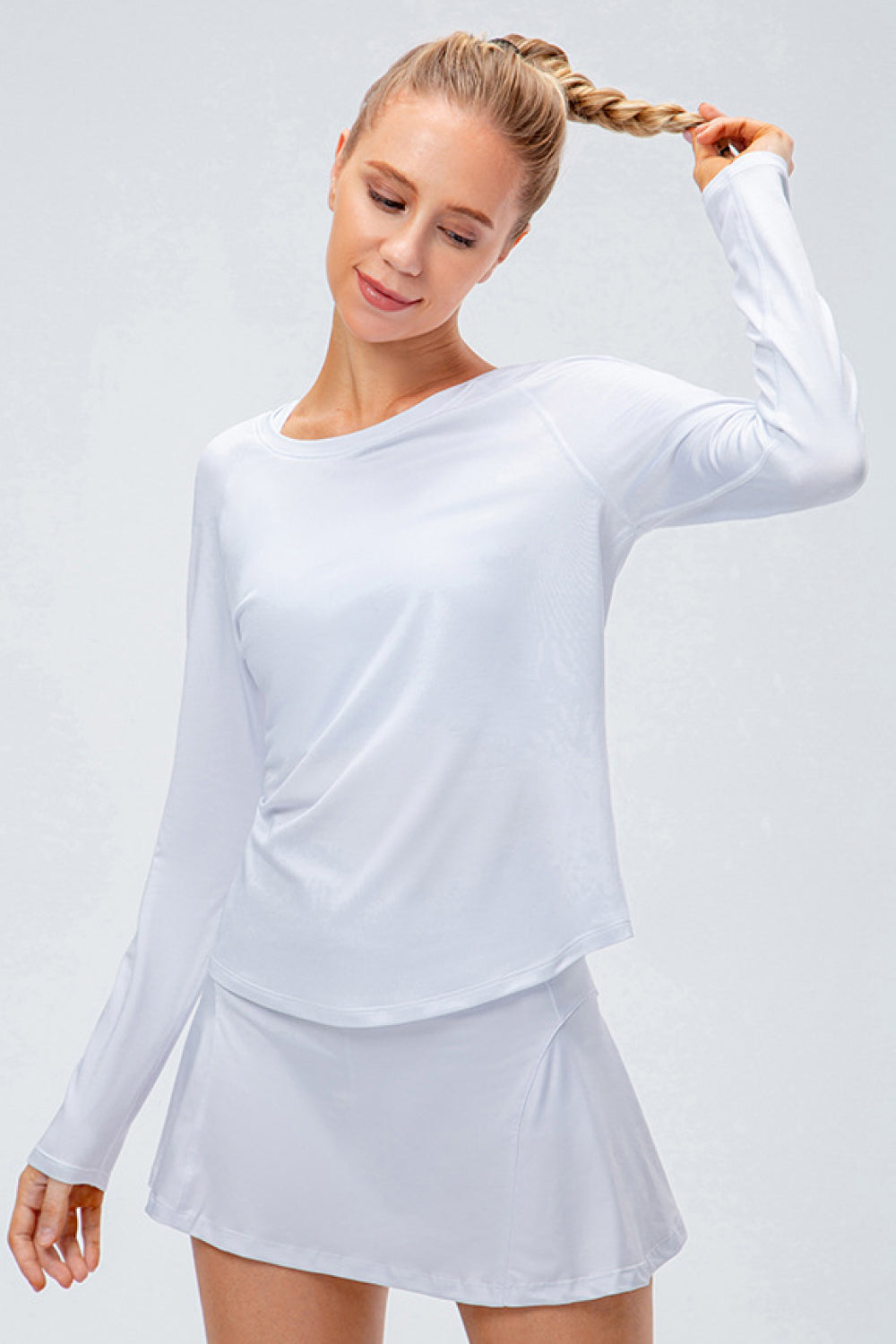 Raglan Sleeve Round Neck Athletic Top - Marie Lashaays 