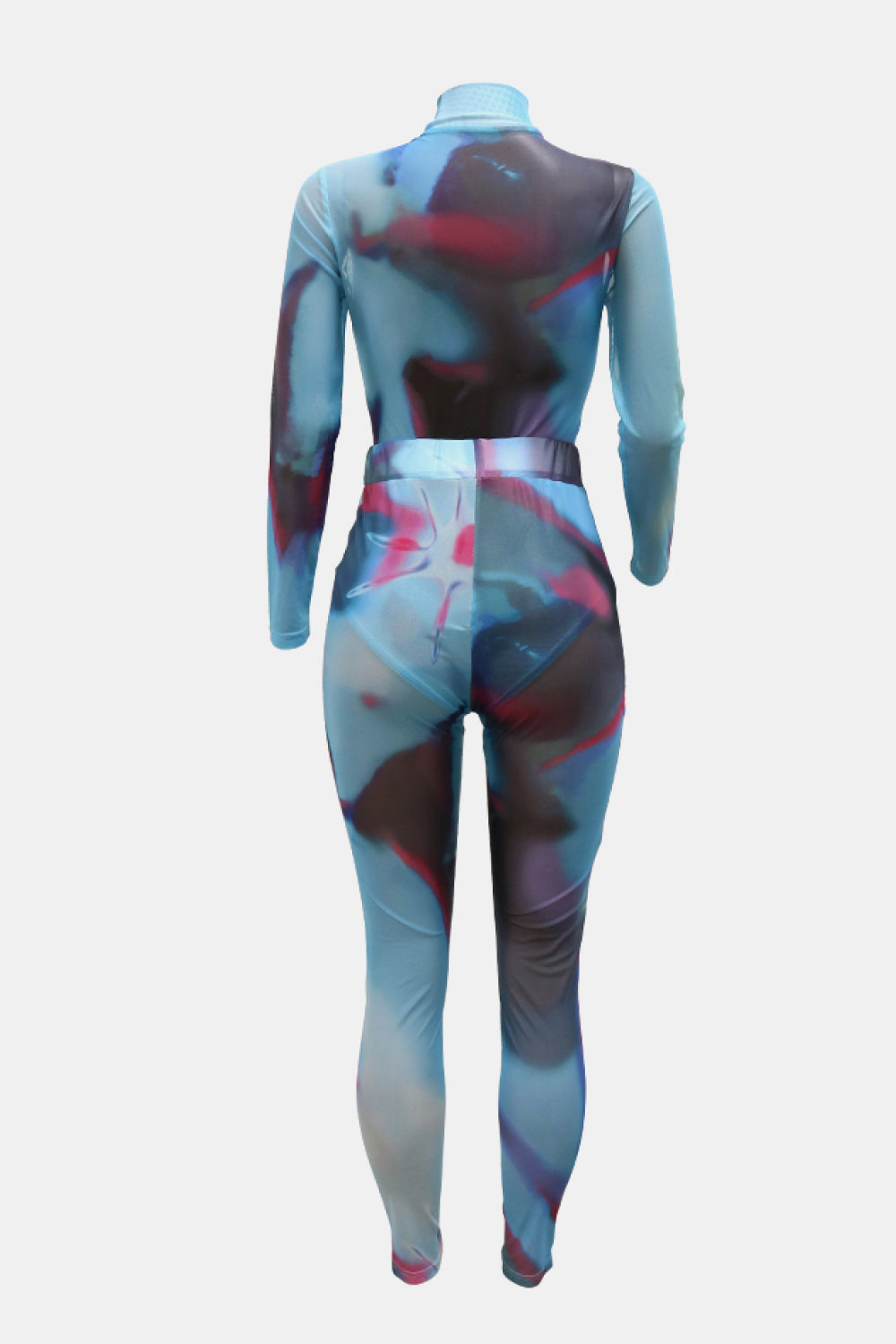 Printed Mock Neck Bodysuit and Leggings Set - Marie Lashaays 