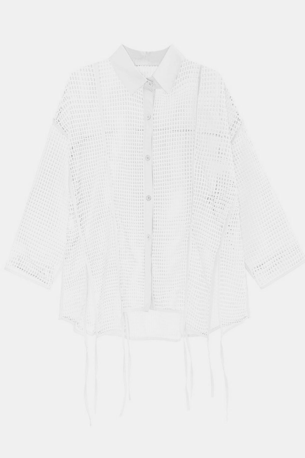 Openwork Mesh Slit Long Sleeve Shirt