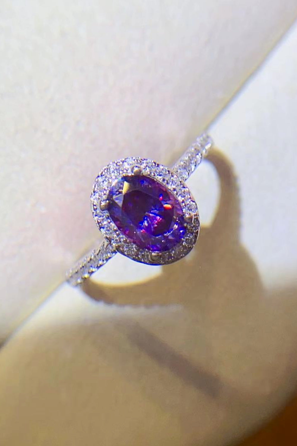 925 Sterling Silver 1 Carat Purple Moissanite Ring