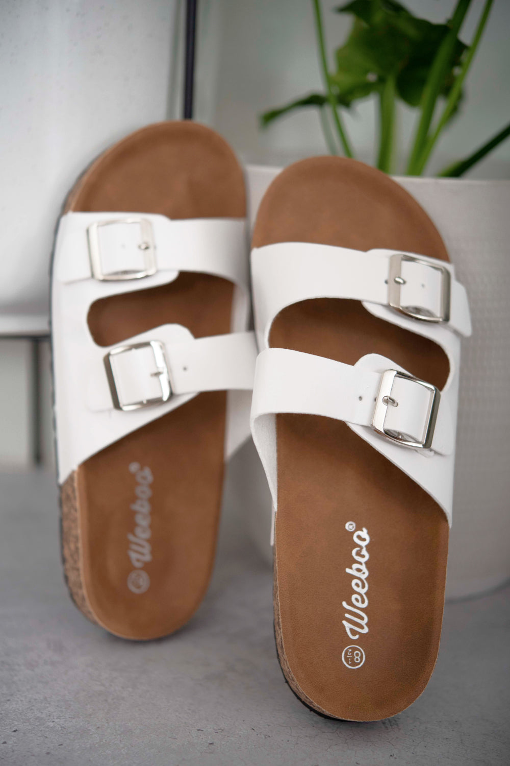 WeeBoo Walk with Me Buckled Soft Footbed Sandals in White