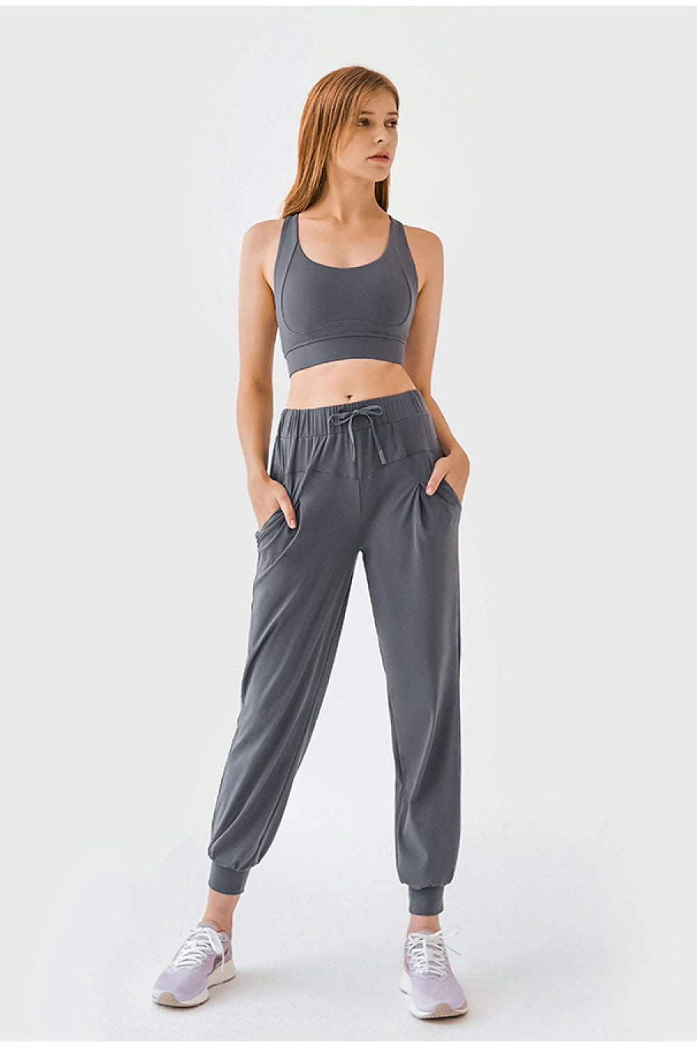 Drawstring Cropped Joggers with Side Pockets - Marie Lashaays 