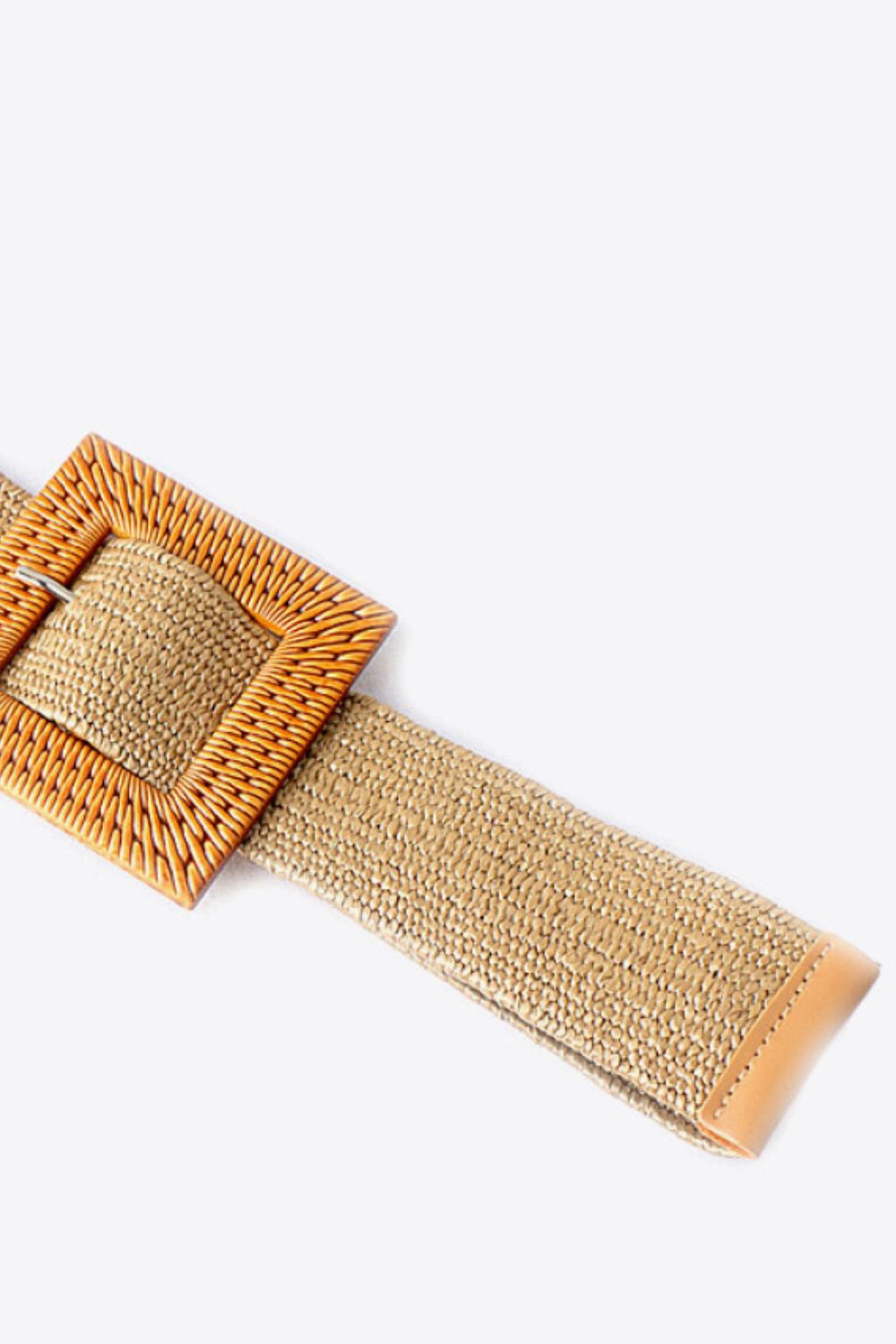 Square Buckle Elastic Braid Belt