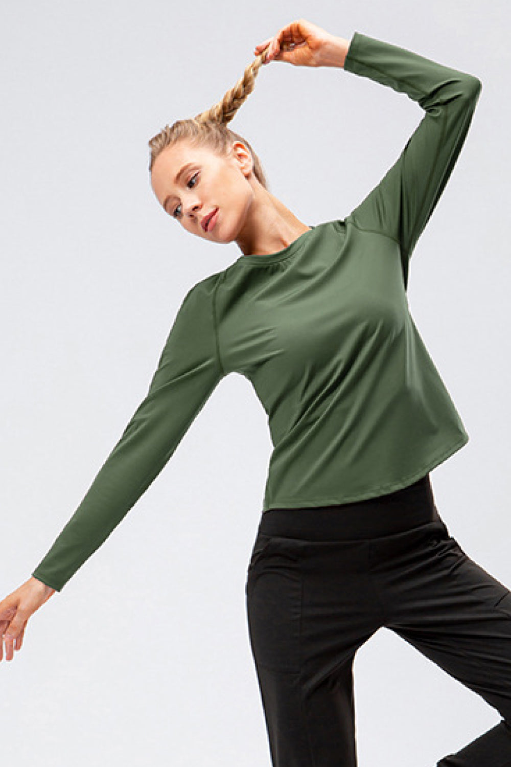 Raglan Sleeve Round Neck Athletic Top - Marie Lashaays 