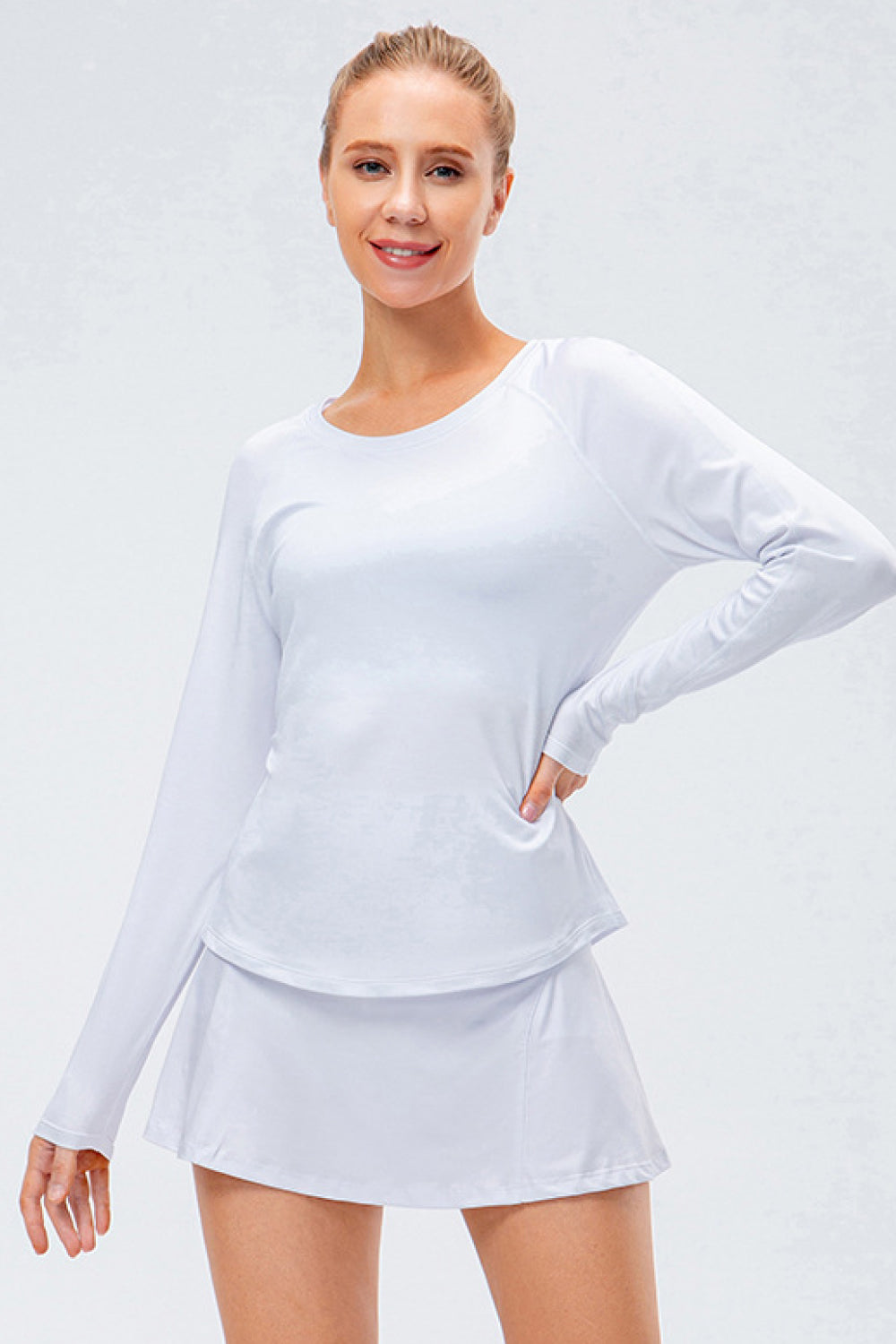 Raglan Sleeve Round Neck Athletic Top - Marie Lashaays 