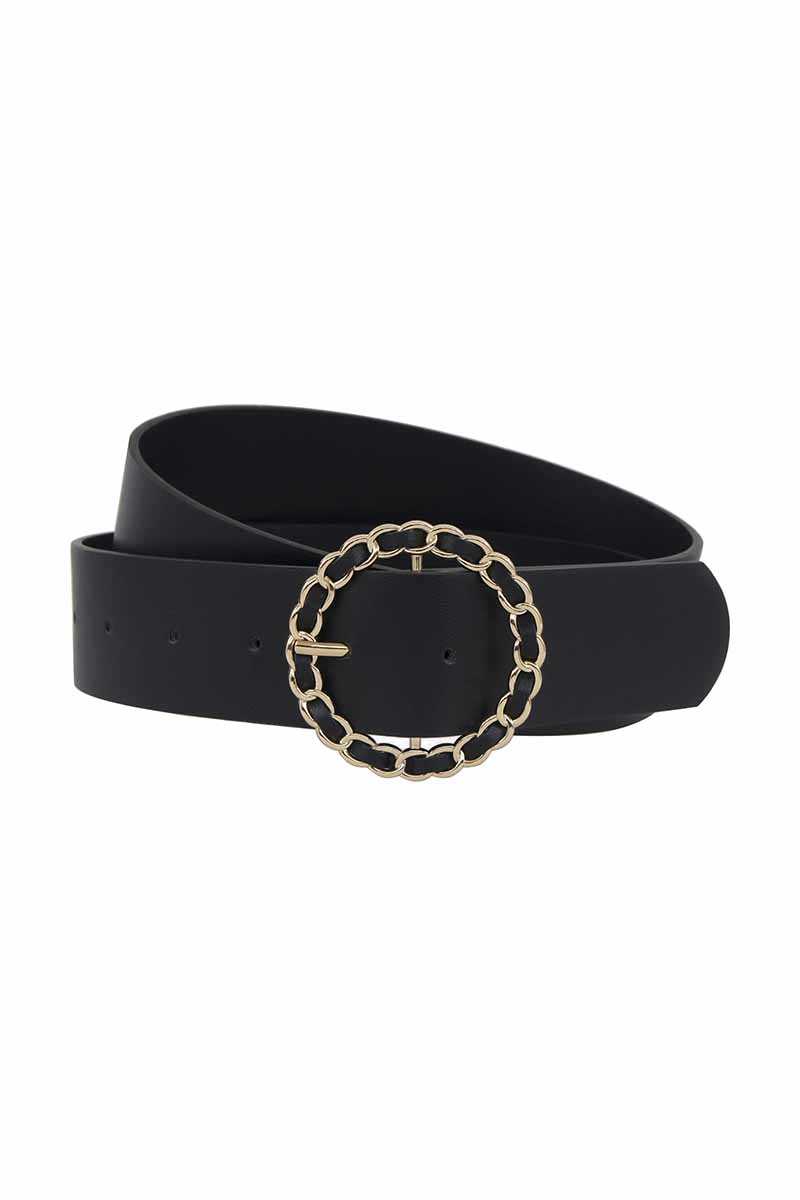 Pu Looped Circle Chain Buckle Belt - Marie Lashaays 