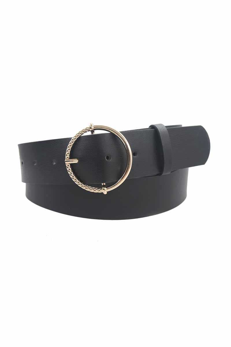 Half Textured Circle Buckle Belt - Marie Lashaays 