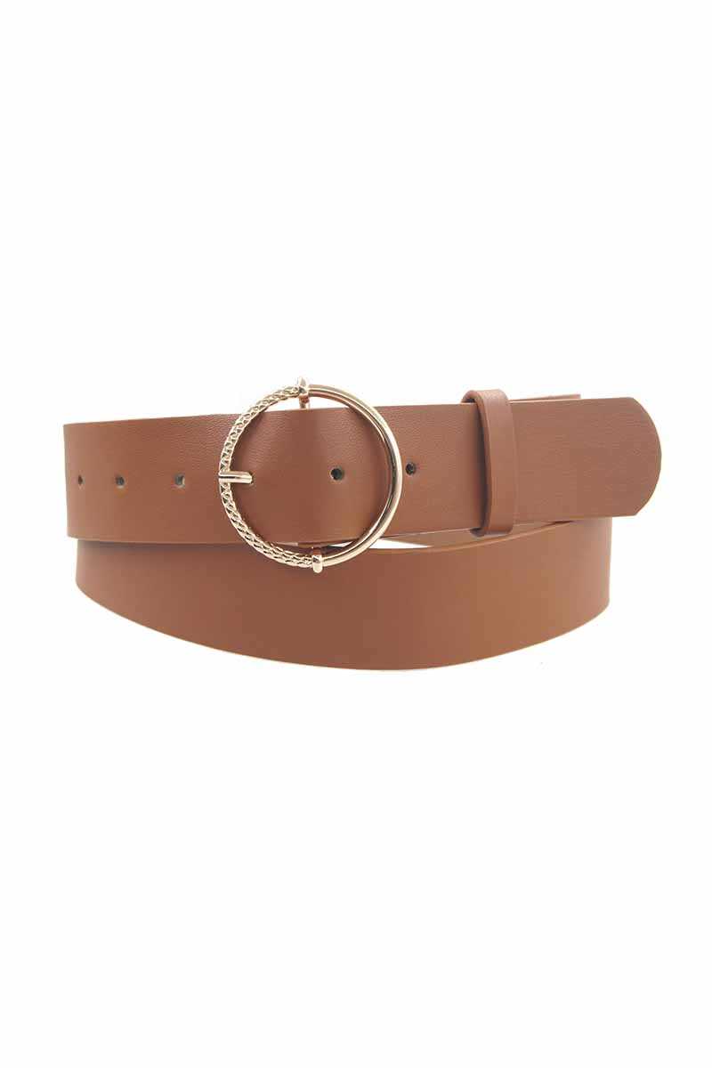 Half Textured Circle Buckle Belt - Marie Lashaays 