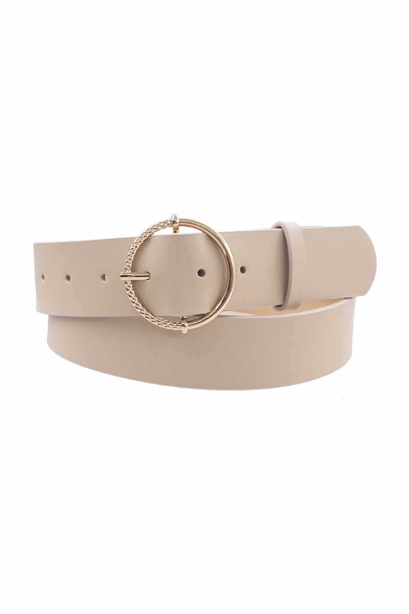 Half Textured Circle Buckle Belt - Marie Lashaays 