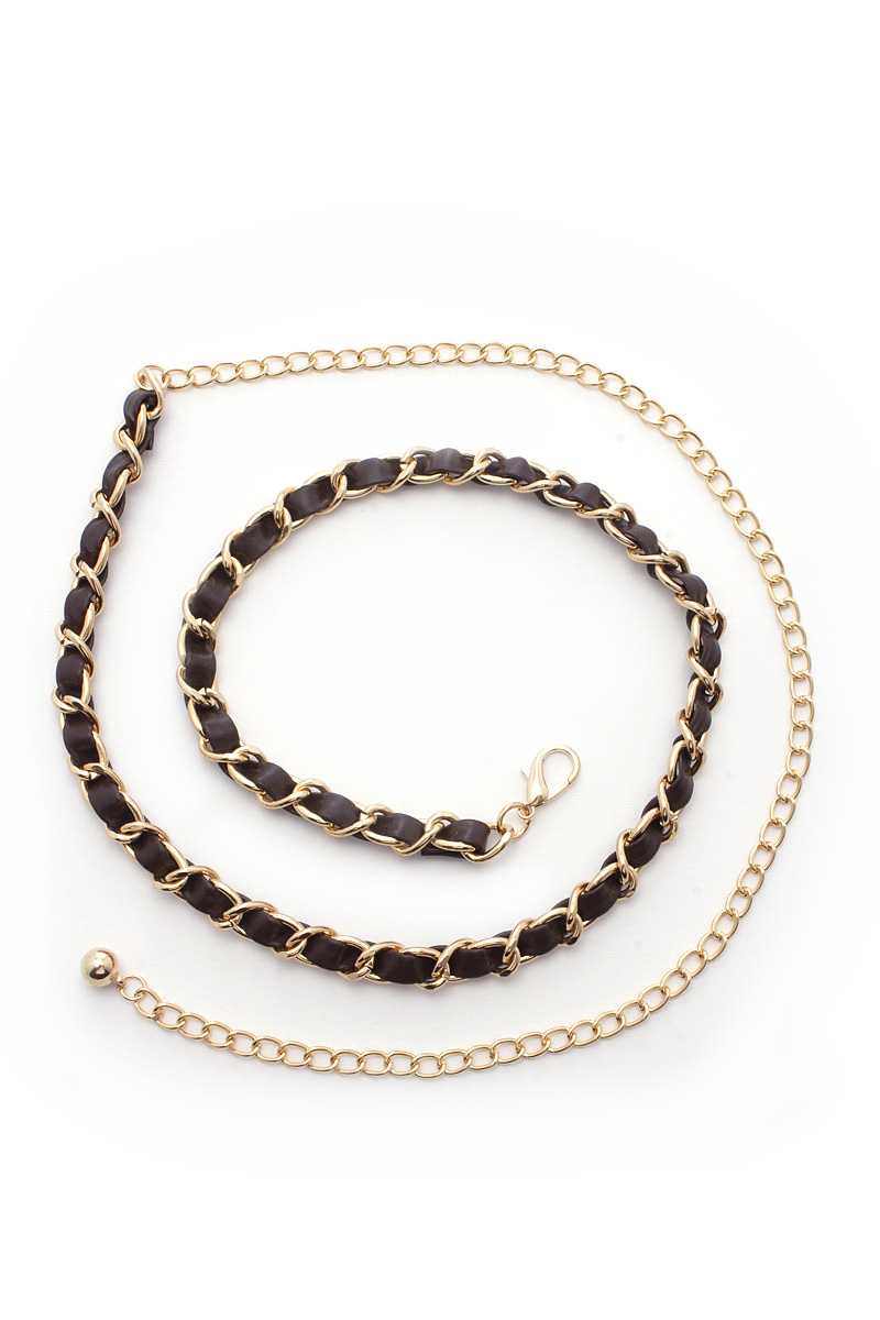 Pu Leather Chain Metal Belt - Marie Lashaays 