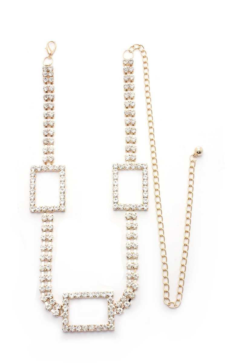 Rectangle Rhinestone Chain Belt - Marie Lashaays 