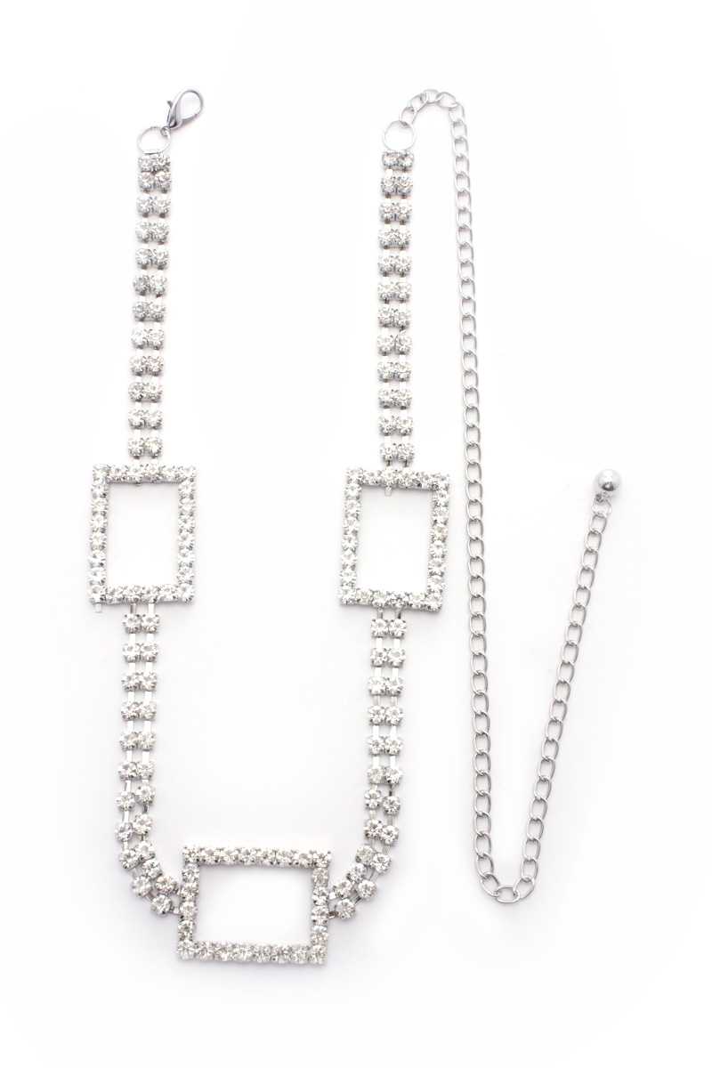 Rectangle Rhinestone Chain Belt - Marie Lashaays 