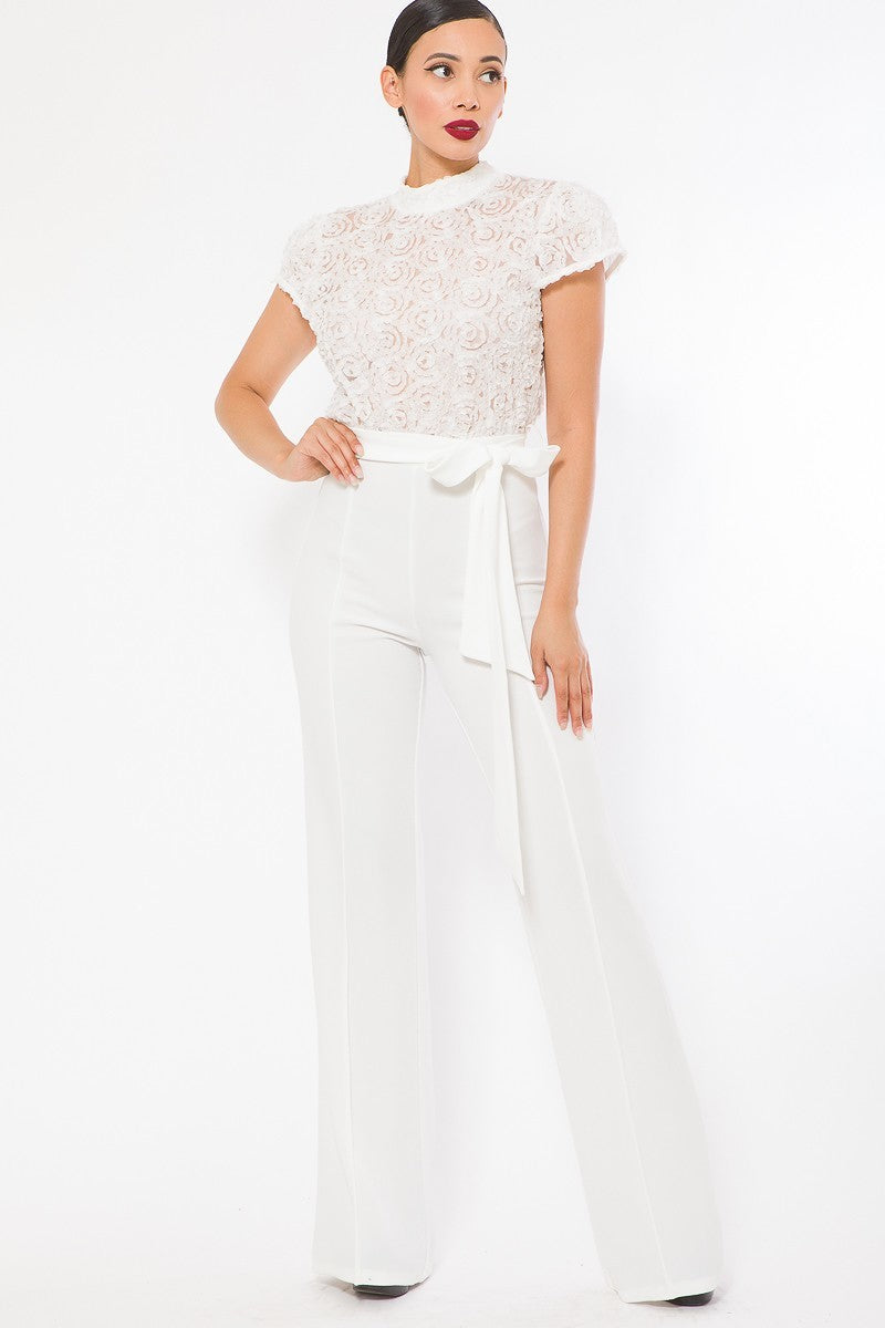 Flower Lace Top Detailed Fashion Jumpsuit - Marie Lashaays 