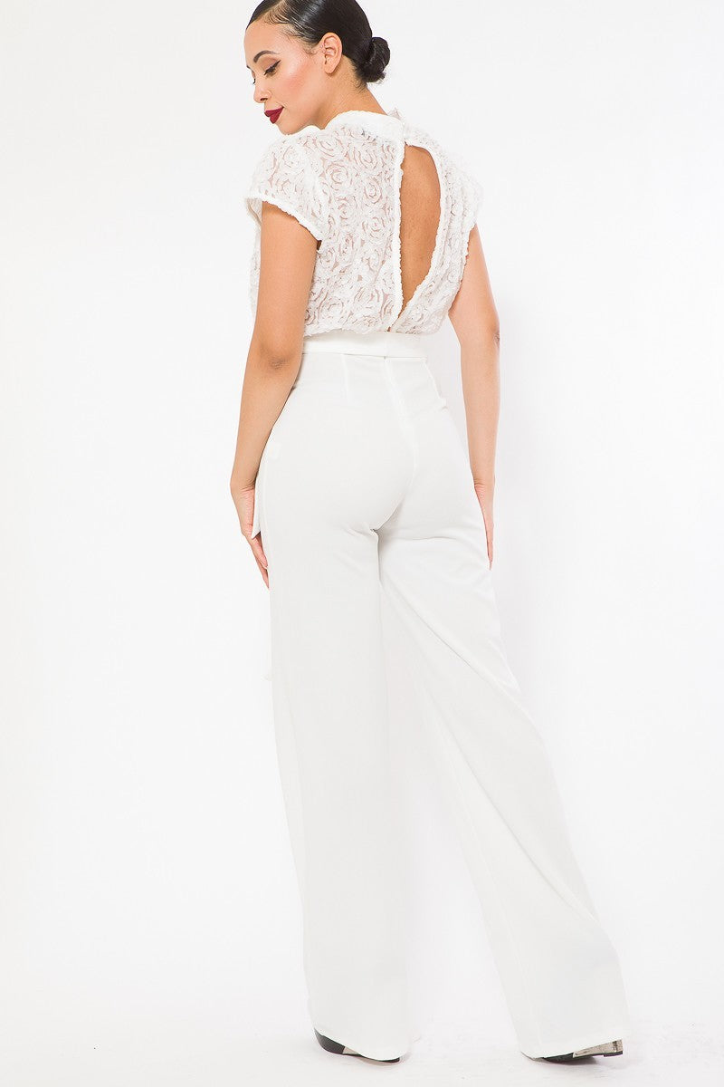 Flower Lace Top Detailed Fashion Jumpsuit - Marie Lashaays 