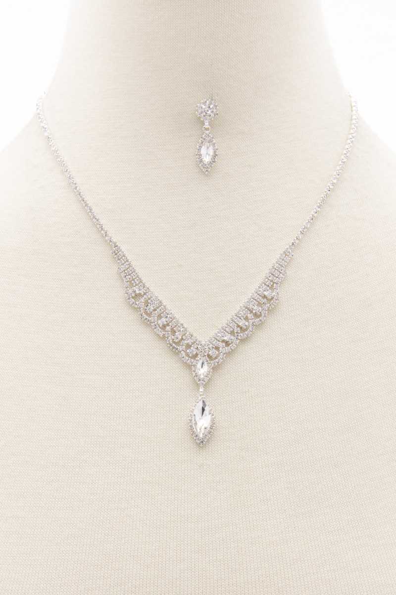 Marquise Shape Rhinestone Necklace - Marie Lashaays 