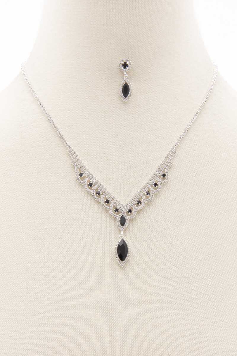 Marquise Shape Rhinestone Necklace - Marie Lashaays 