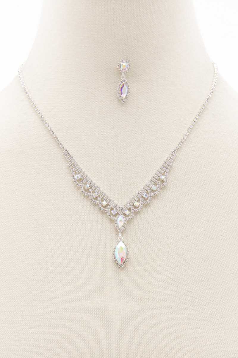 Marquise Shape Rhinestone Necklace - Marie Lashaays 