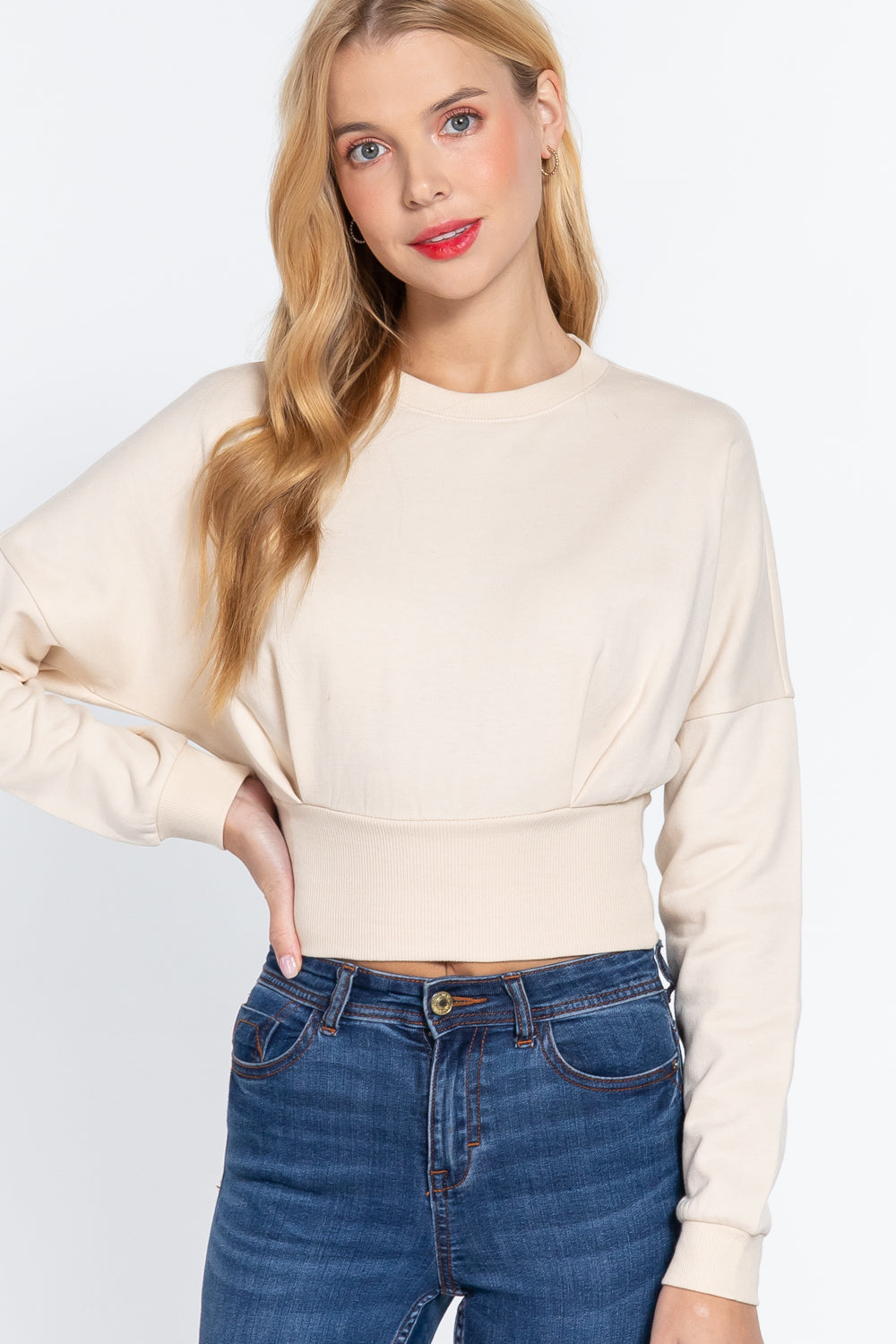 Dolman Slv Inner Fleece Terry Top - Marie Lashaays 