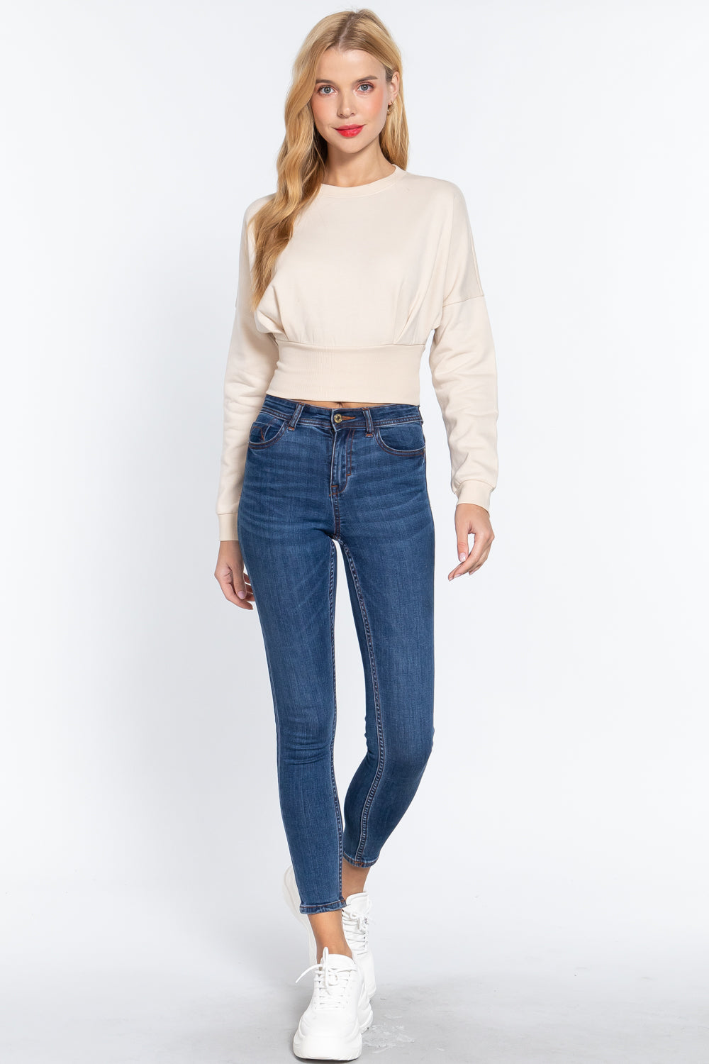 Dolman Slv Inner Fleece Terry Top - Marie Lashaays 