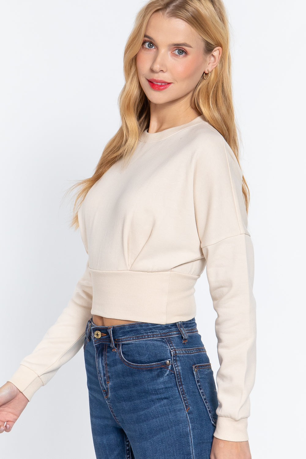 Dolman Slv Inner Fleece Terry Top - Marie Lashaays 