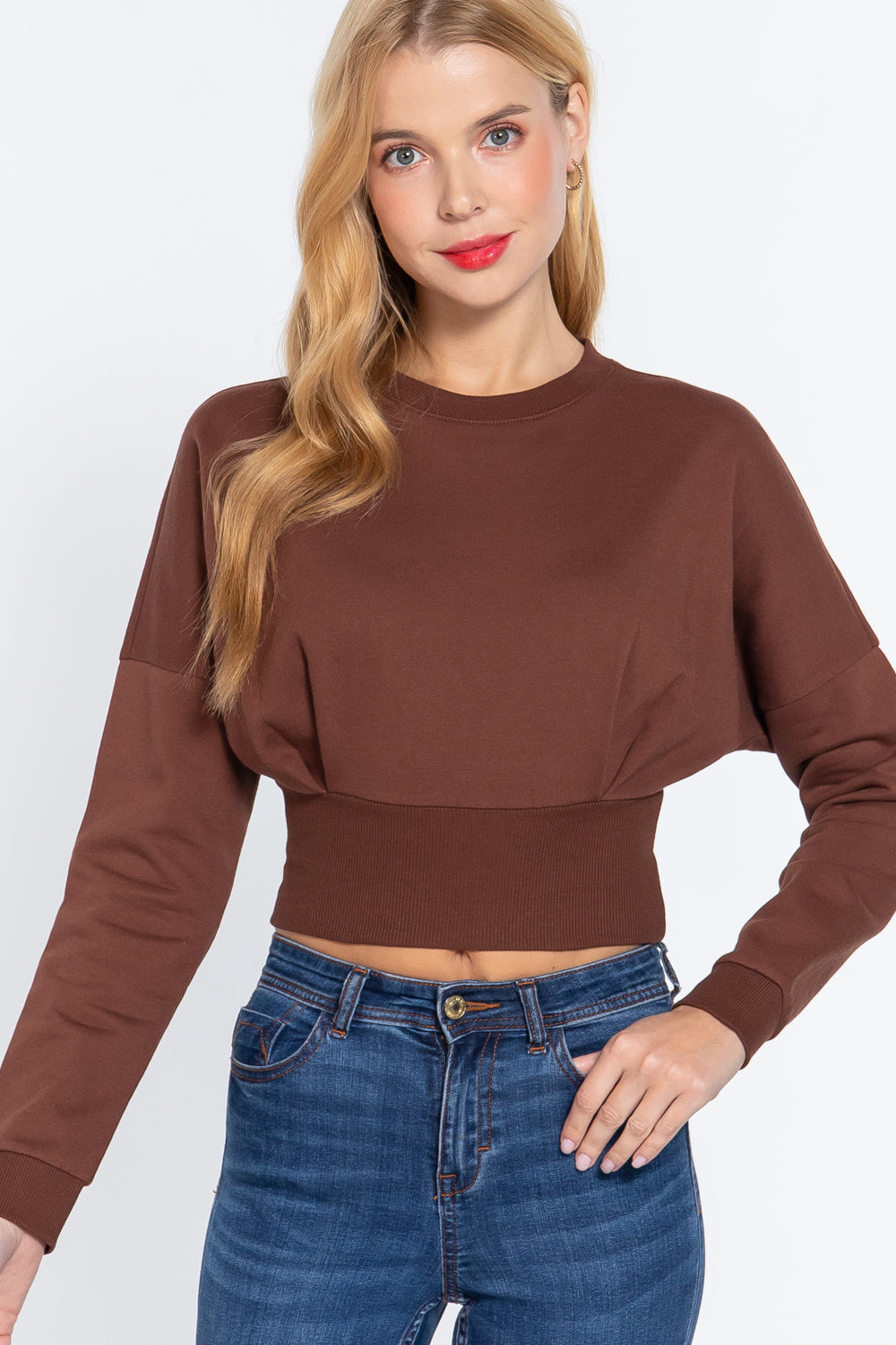 Dolman Slv Inner Fleece Terry Top - Marie Lashaays 