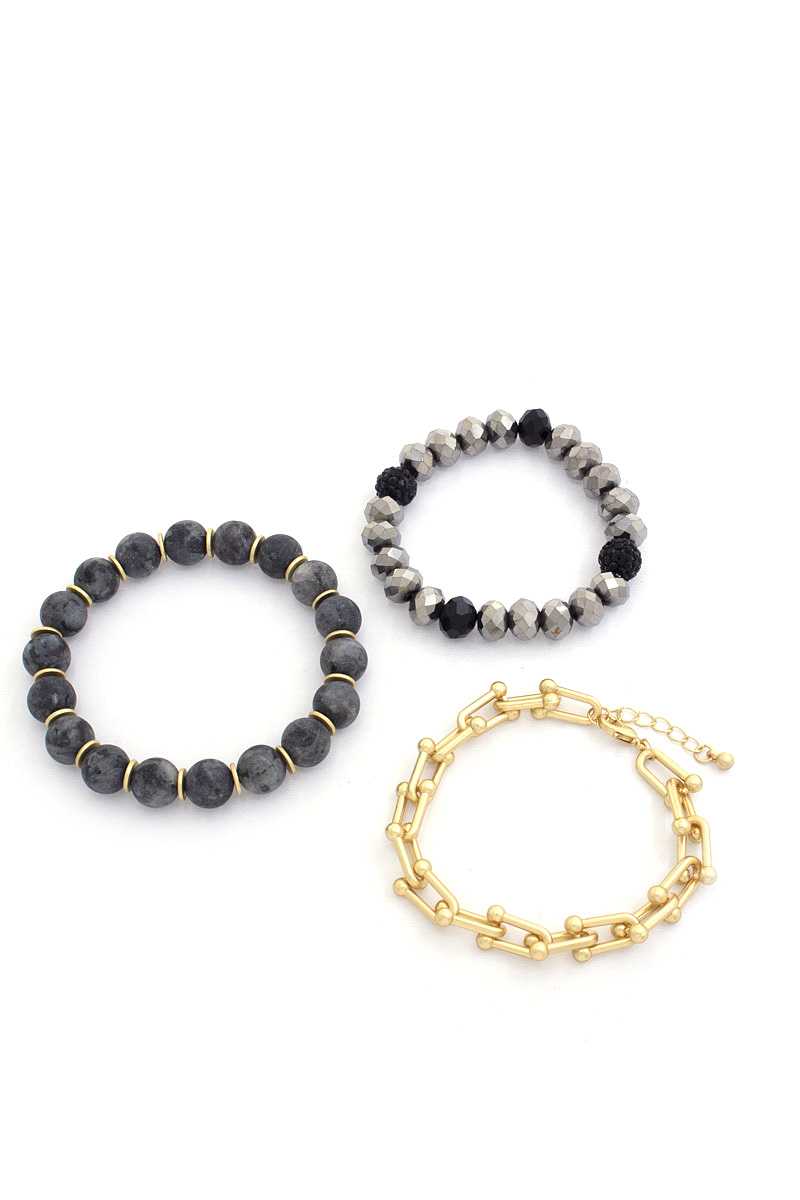 U Link Stone Beaded Bracelet Set. - Marie Lashaays 