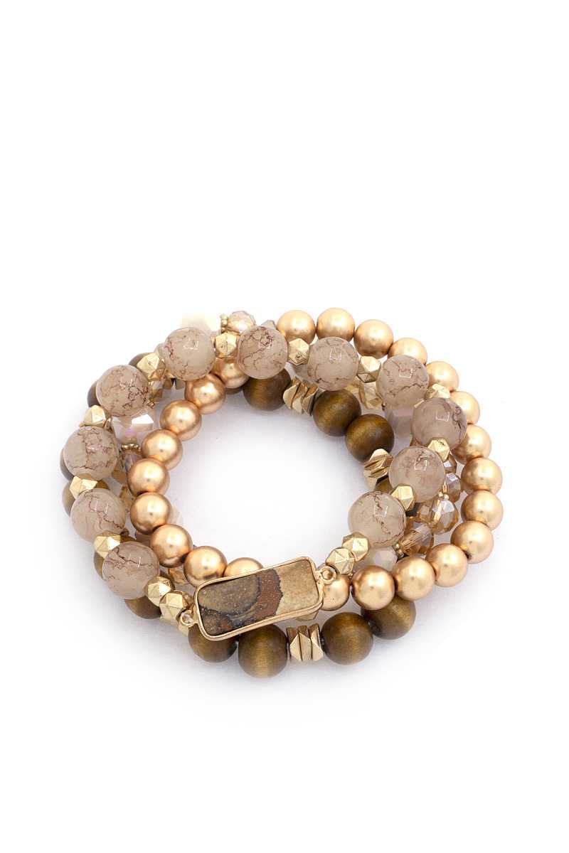 Rectangle Stone Beaded Bracelet Set - Marie Lashaays 