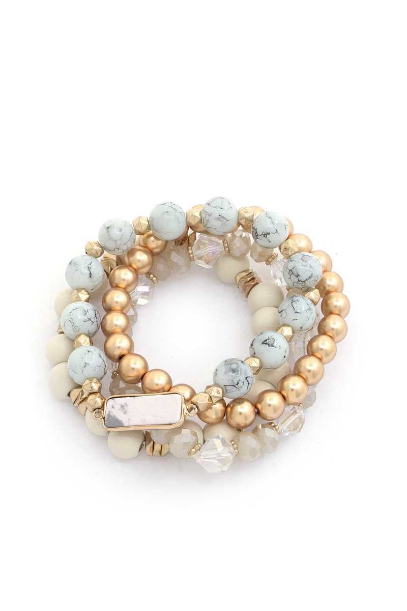 Rectangle Stone Beaded Bracelet Set - Marie Lashaays 