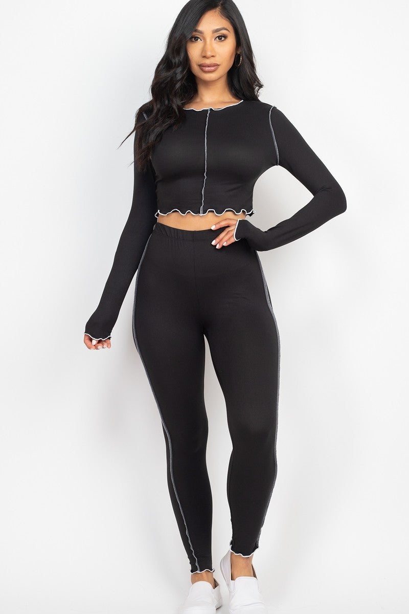 Lettuce Edge Crop Top & Leggings Set - Marie Lashaays 