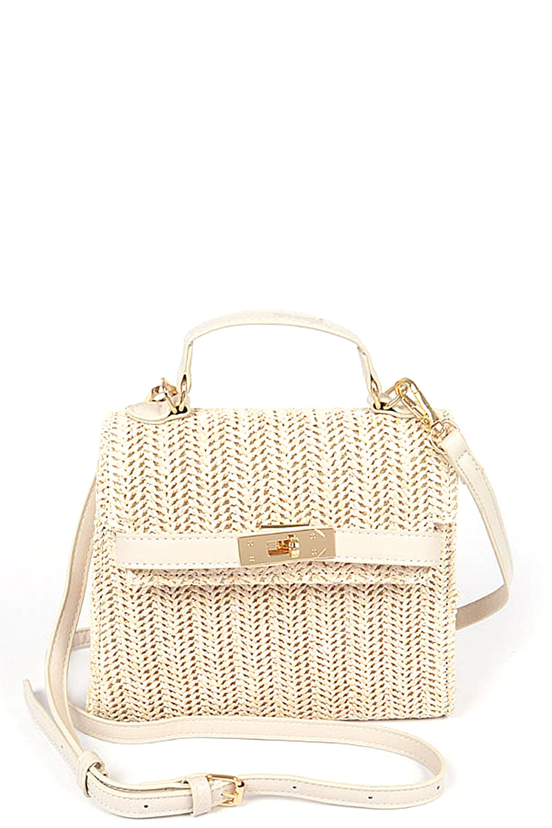 Faux Straw Top Handle Clutch - Marie Lashaays 