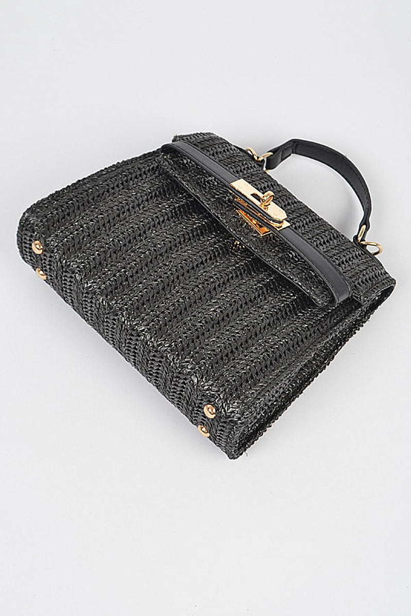 Faux Straw Top Handle Clutch - Marie Lashaays 