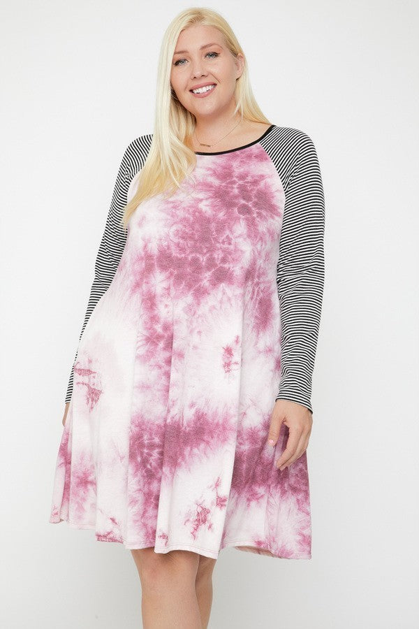 Round Neck Tie Dye Dress - Marie Lashaays 