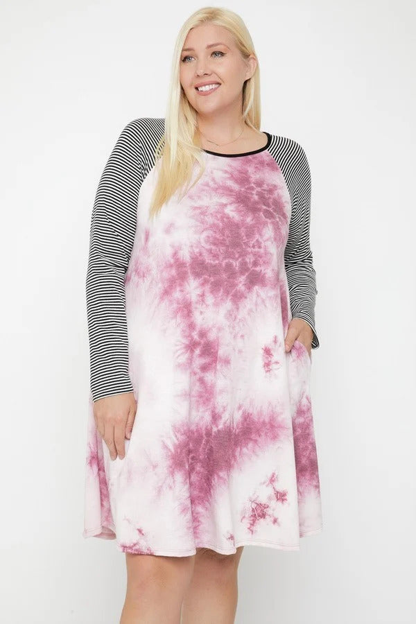 Round Neck Tie Dye Dress - Marie Lashaays 